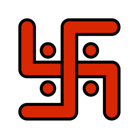 Red Hindu swastika icon. Editable vector.のイラスト素材