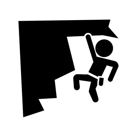 Rock climbing silhouette icon. Editable vector.のイラスト素材