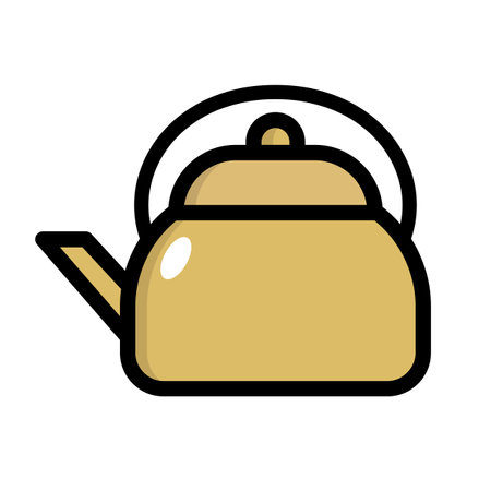 Flat design kettle icon. Editable vector.のイラスト素材