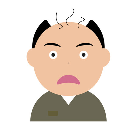 Middle-aged man surprised that he is bald. Editable vector.のイラスト素材