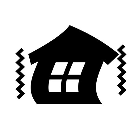House Shaking During Earthquake Disaster Silhouette Icon. Editable Vector.のイラスト素材