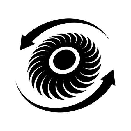 Silhouette of typhoon rotating to the left. Coriolis force. Editable vector.のイラスト素材