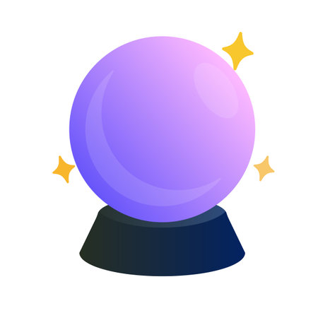Mystical Purple Crystal Ball with Stars. Editable vector.のイラスト素材