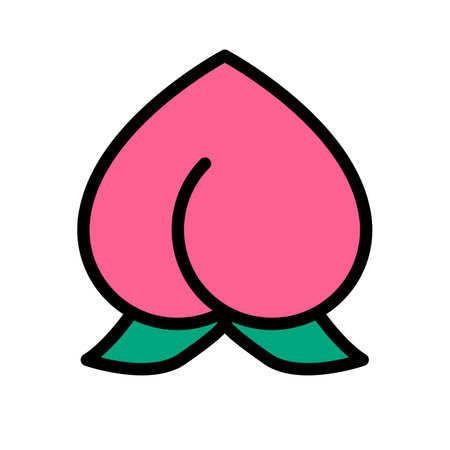 Pink peach icon. Nectarine icon. Editable vector.のイラスト素材