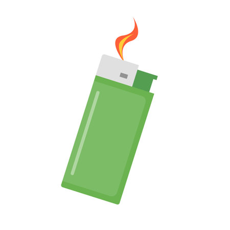 Green plastic lighter icon. Editable vector.のイラスト素材
