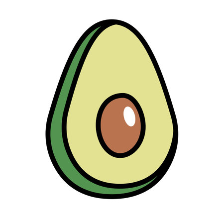 Flat design cut avocado icon. Editable vector.のイラスト素材