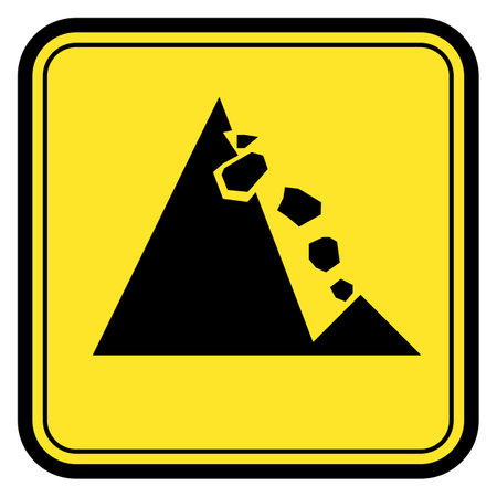 Square falling rock warning sign. Editable vector.のイラスト素材