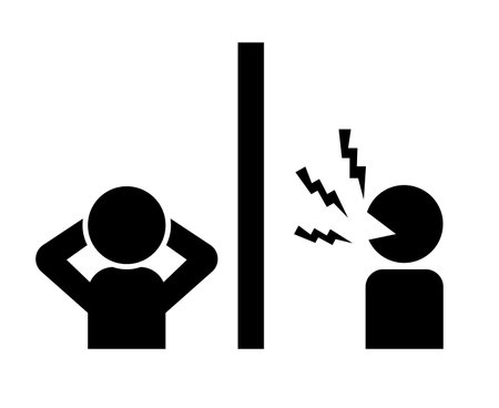 Person suffering from neighbor's noisy voice silhouette icon. Editable vector.のイラスト素材