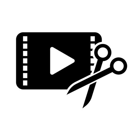 Video editing cut silhouette. Editable vector.のイラスト素材