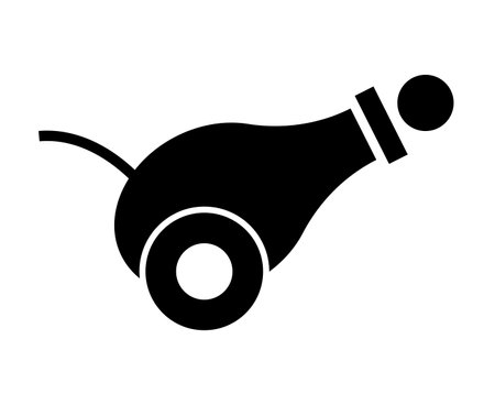 Cannon and cannonball silhouette. Editable vector.のイラスト素材