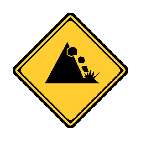 Caution Sign for Falling Rocks Hazard. Vector.のイラスト素材