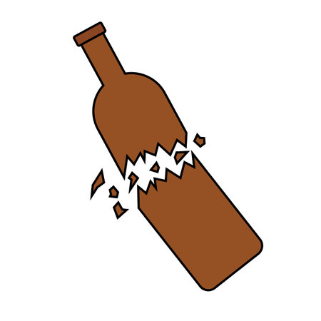 Broken bottle and debris icon. Editable vector.のイラスト素材