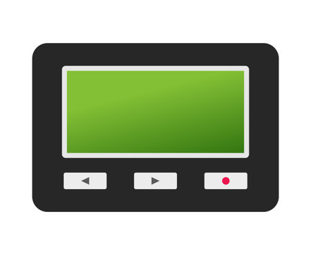Retro pager with green display. Editable vector.のイラスト素材