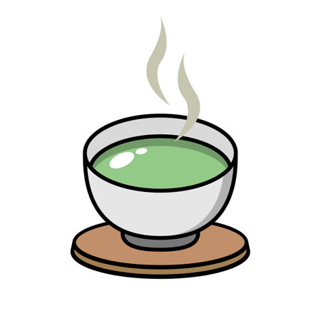 Hot green tea icon. Editable vector.のイラスト素材