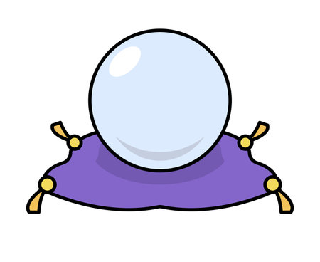 Crystal ball on purple cushion icon. Editable vector.のイラスト素材