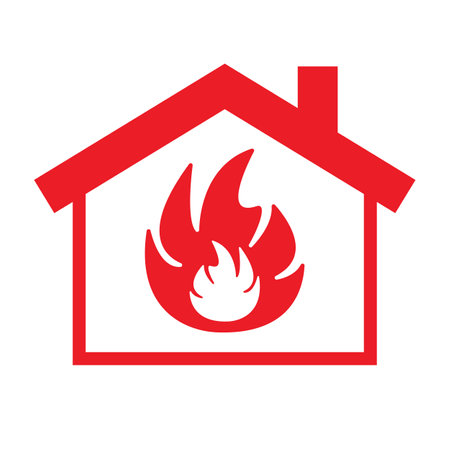 Red fire house icon. Editable vector.のイラスト素材
