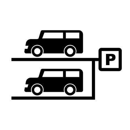 Multistory parking lot silhouette icon. Editable vector.のイラスト素材