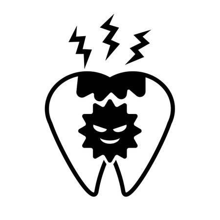Cavity bacteria and cavity pain. Editable vector.のイラスト素材