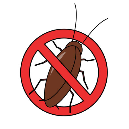 Flat design prohibition cockroach icon. Editable vector.のイラスト素材