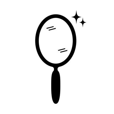 Shiny hand mirror silhouette icon. Editable vector.のイラスト素材