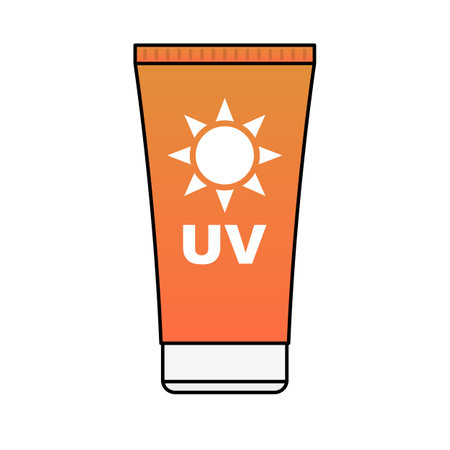 Flat design orange sunscreen tube icon. Editable vector.のイラスト素材