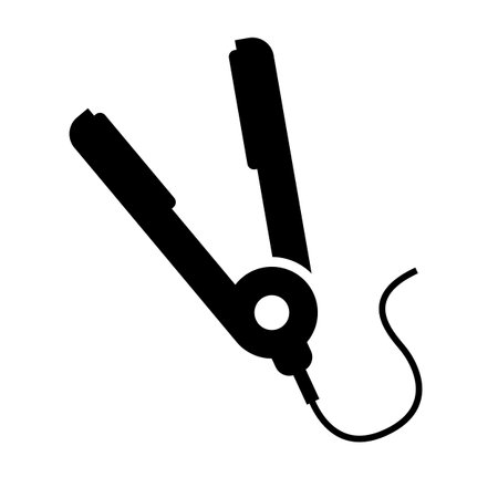 Corded hair straightener silhouette icon. Editable vector.のイラスト素材