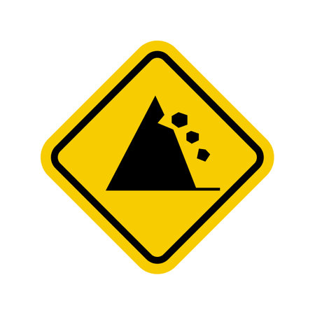 Rhombus shaped falling rock warning sign. Editable vector.のイラスト素材