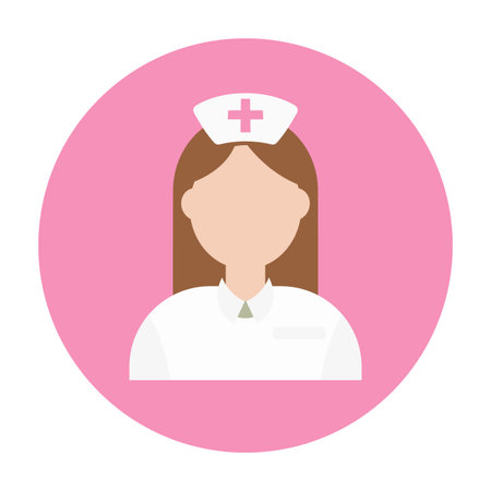 Flat design round nurse icon. Editable vector.のイラスト素材