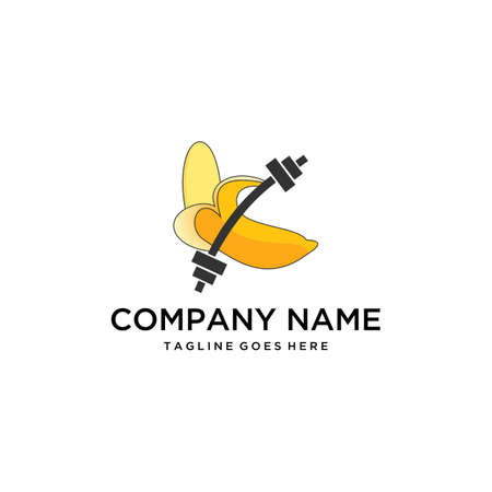 Illustration abstract cartoon Banana fruit as Mascot fitness center logo designのイラスト素材