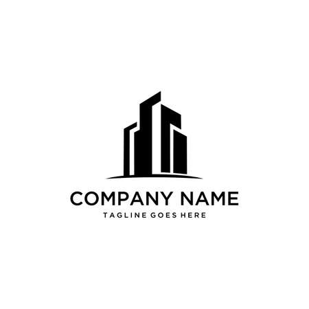 Illustration real estate silhouette with a high building logo designのイラスト素材