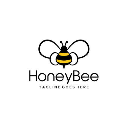 Illustration abstract flying bee insect animal to take his honey logo designのイラスト素材