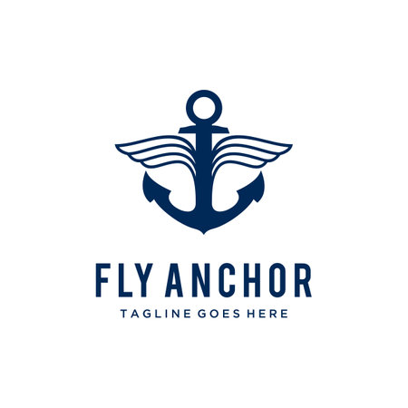 Illustration emblem Anchor flying with both wings heading up logo designのイラスト素材