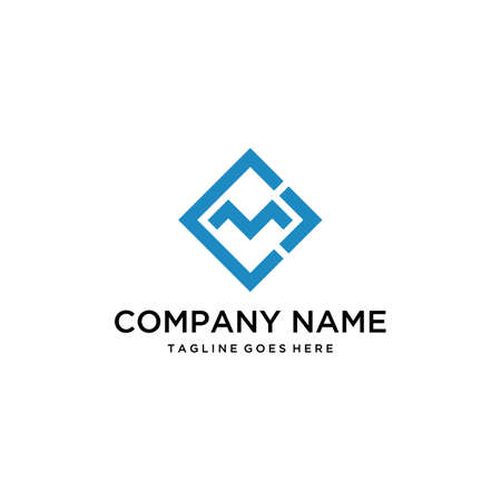 Illustration of modern geometric letter CM or MC diamond sign logo designのイラスト素材