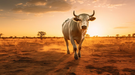 Animal wildlife photography kangaroo with natural background in the sunset view, AI generated imageの素材