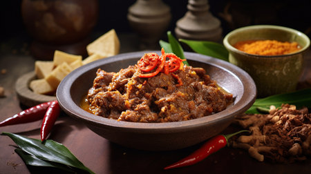 Rendang Indonesian food menu.AI generated imageの素材