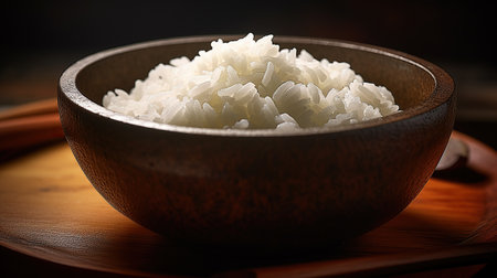 White rice on Bowl plate.AI generated imageの素材