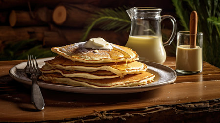 Delicious pancake dessert food. AI generated imageの素材
