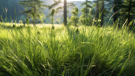 Nature green grass with sunlight AI generated imageの素材