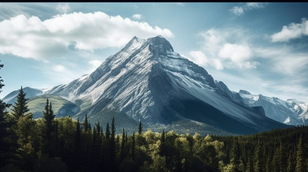 Beautiful Panoramic view of snow in mountain peak. AI generated imageの素材