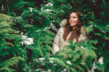 Girl hidden in treesの写真素材