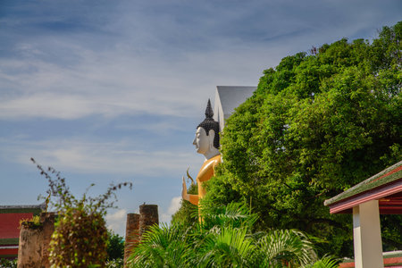 Phra Buddha Chinnarat at Phra Si Rattana Mahathat temple in Thailandの写真素材