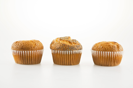 Three muffins isolatedの写真素材