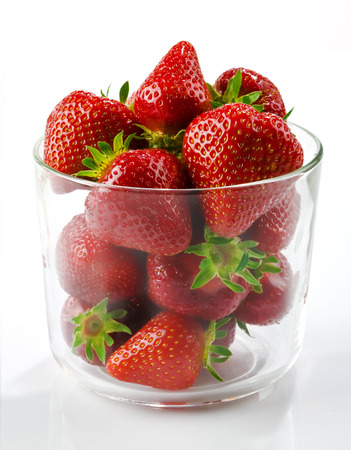 Strawberries in a big glassの写真素材