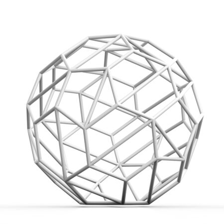 Geometric 3D object on white  mathematical constructionの写真素材