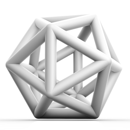 Geometric 3D object on white  mathematical constructionの写真素材