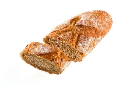 Loaf bread isolated on white cutの写真素材