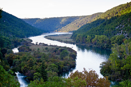 Krka river valley in the late summerの写真素材