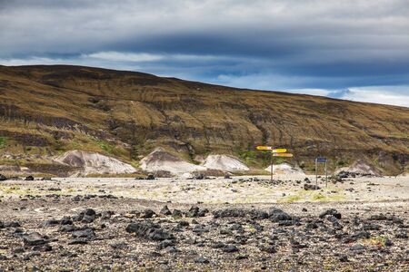 Stone and ash wasteland - volcanic landscapeの写真素材