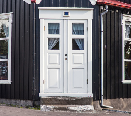 Vintage front door Reykjavik downtownの写真素材