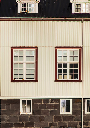 Vintage windows in Reykjavik Icelandの写真素材
